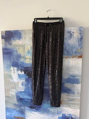 Rachel Zoe Black Sequin Joggers